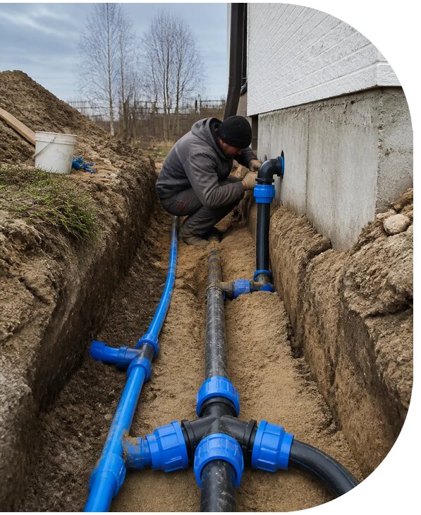 Монтаж наружного водопровода на участке под ключ в Ангарске